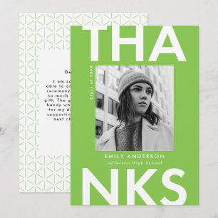 Carte De Remerciements Gras Grad Lime Green Photo Grad Grad