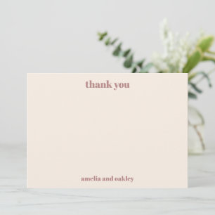 Carte De Remerciements Gras minimaliste Boho Rose Retro mariage personnal