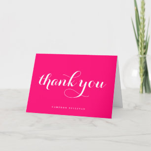 Carte De Remerciements Gras Moderne Calligraphie Rose Chaud