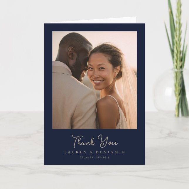 Carte De Remerciements Grateful Navy Classic Photo (Devant)