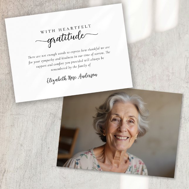 Carte De Remerciements Gratitude au coeur Photo Funérailles (Créateur téléchargé)