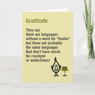 Carte De Remerciements Gratitude - un poème de remerciement insolite