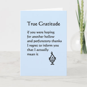 Carte De Remerciements Gratitude vraie - un drôle vous remercie poème