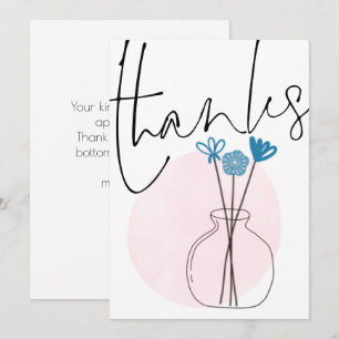 Carte De Remerciements Gratuit pour un script de vase de fleurs irréguliè