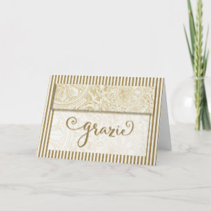 Carte De Remerciements Gratzi Italian Thank You Gold Vintage Stripe Blank