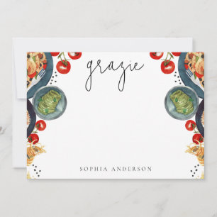 Carte De Remerciements Grazie ! Aquarelle cuisine italienne