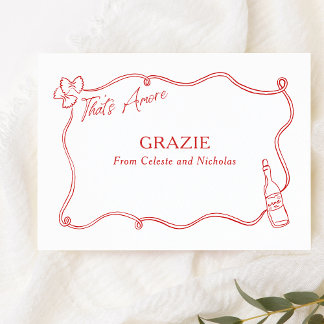 Carte De Remerciements Grazie c'est un Mariage italien tiré à la main