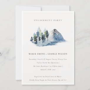 Carte De Remerciements Green Blue Pine Woods Fiançailles de montagne Invi