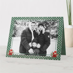 Carte De Remerciements Green Christmas One Photo Flèche de neige