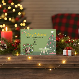 Carte De Remerciements Green Christmas Tree Photo Thank You Card | Holida