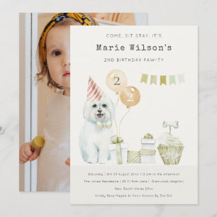 Carte De Remerciements Green Dog N'importe quel âge Anniversaire Photo Pa