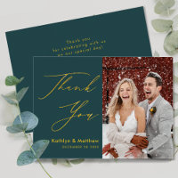 Green Elegant Gold Script Mariage photo moderne