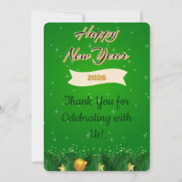 Carte De Remerciements Green Gold New Year Thank You Card