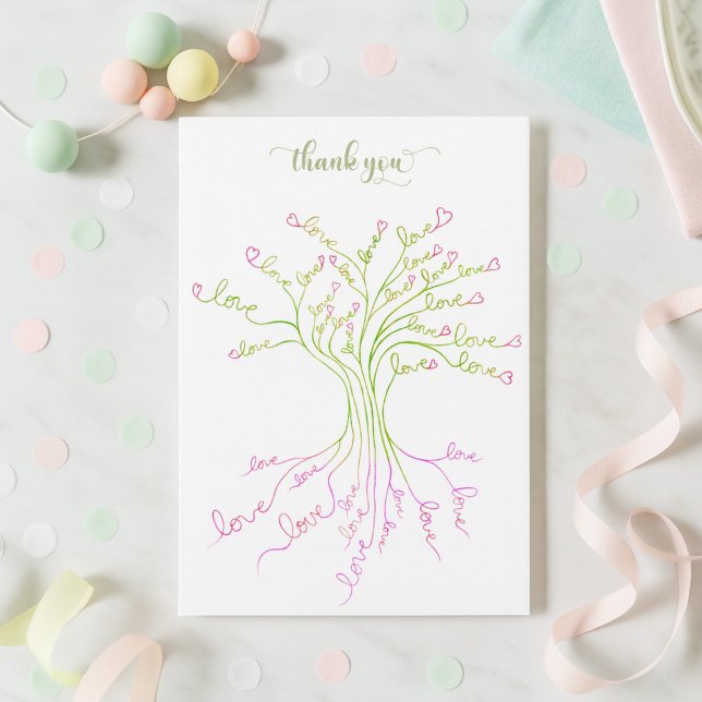 Carte De Remerciements Green Love Tree of Life Léger Élégant Moderne Cute (Créateur téléchargé)