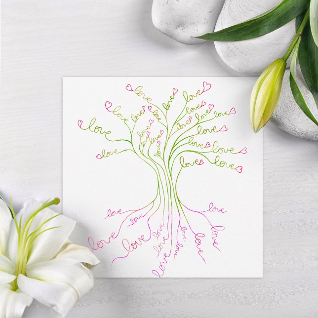 Carte De Remerciements Green Love Tree of Life Léger Élégant Moderne Cute (Créateur téléchargé)