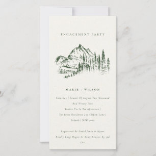 Carte De Remerciements Green Pine Woods Mountain Sketch Fiançailles Invit