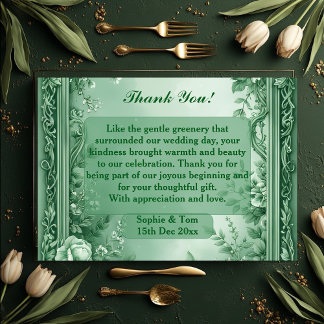 Carte De Remerciements Green Rococo Garden Grand Baroque Opulence Wedding