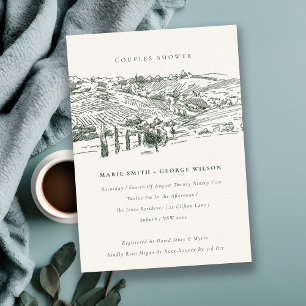 Carte De Remerciements Green Winery Mountain Sketch Couples Douche Invita
