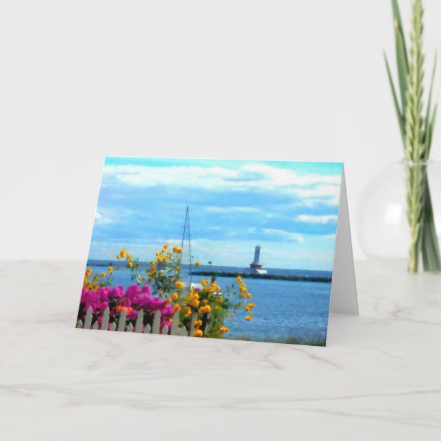 Carte De Remerciements Greeting Card - Mackinac Island Lighthouse  (Devant)