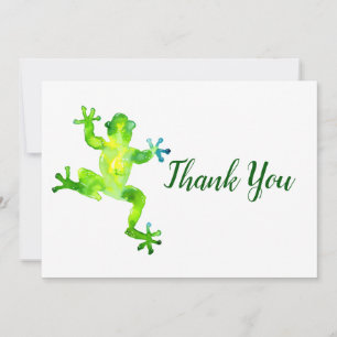 Carte De Remerciements Grenouille à aquarelle verte