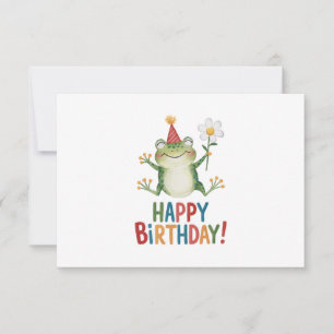 Carte De Remerciements Grenouille adorable Design d'anniversaire avec mar