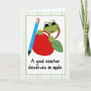 Carte De Remerciements Grenouille et pomme Bonne appréciation de l'enseig