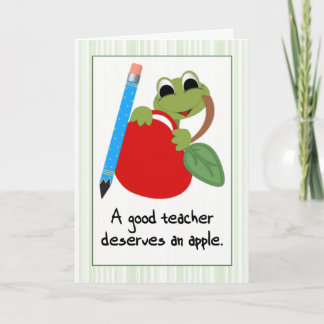 Carte De Remerciements Grenouille et pomme Bonne appréciation de l'enseig