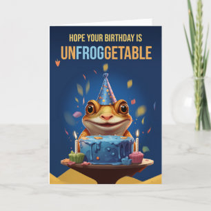Carte De Remerciements Grenouille et savoureux gâteau d'anniversaire avec