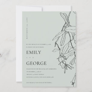 CARTE DE REMERCIEMENTS GREY LINE DRAWING FLORAL WE TIED L'INVITE