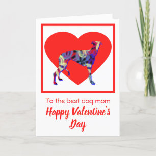 Carte De Remerciements Greyhound Dog Red Valentine’s Day Grey Card