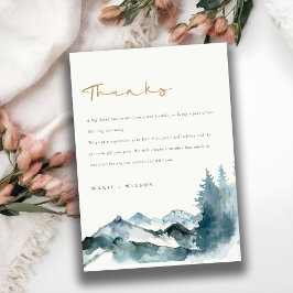 Carte De Remerciements Gris Blush Green Blue Mountains Pine Mariage