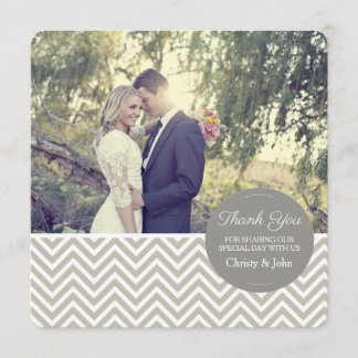 Carte de remerciements gris de mariage de Chevron