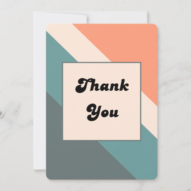 Carte De Remerciements Groovy-Retro Orange & Dusty Blue Wedding Thank You (Devant)