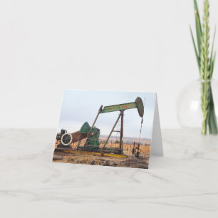 Carte De Remerciements Grosse valet verte dans un champ pétrolifère