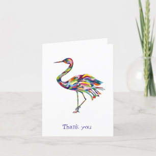 Carte De Remerciements Grue Aquarelle originale Whimsical