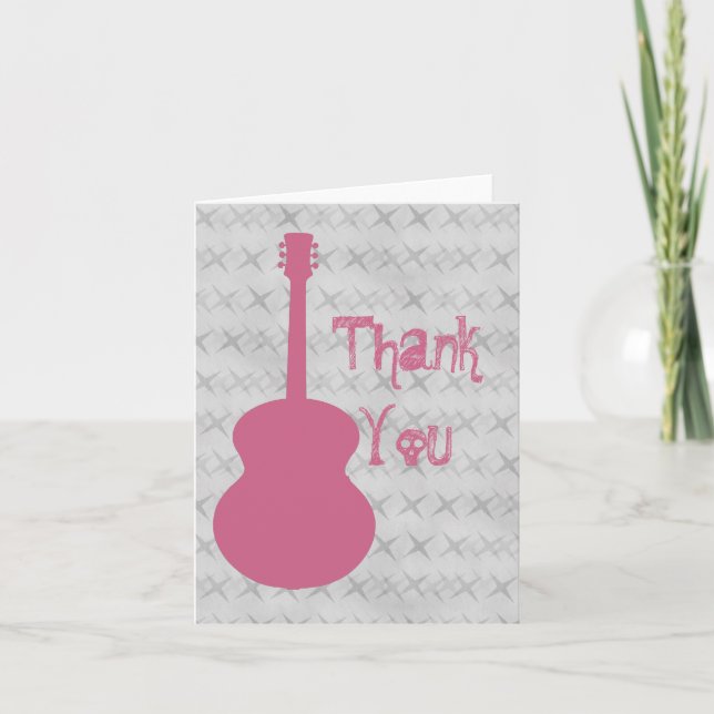 Carte De Remerciements Grunge de guitare rose (Devant)