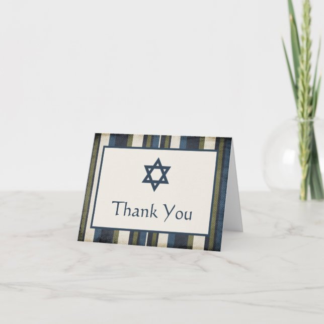 Carte De Remerciements Grunge Stripes Bar Mitzvah Thank (Devant)