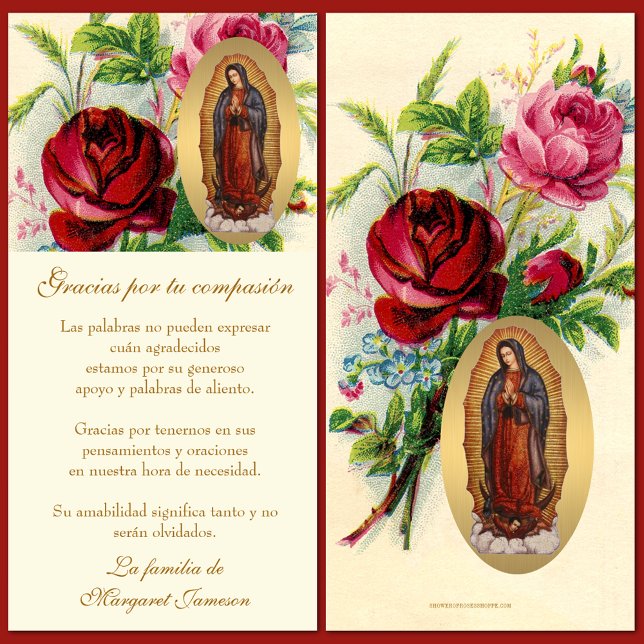 Carte De Remerciements Guadalupe Funérailles Vierge Marie Condolence Espa (Créateur téléchargé)