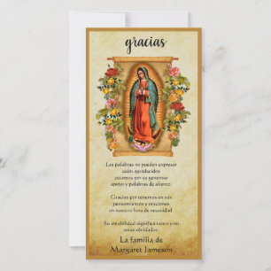 Carte De Remerciements Guadalupe Vierge Marie Condolence espagnole