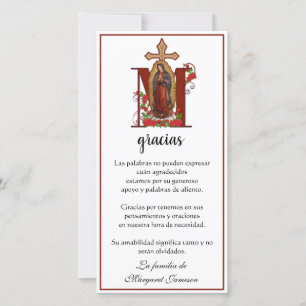 Carte De Remerciements Guadalupe Vierge Marie Condolence espagnole