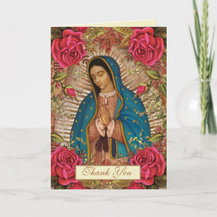 Carte De Remerciements Guadalupe Vierge Marie Condolence funéraire Espagn