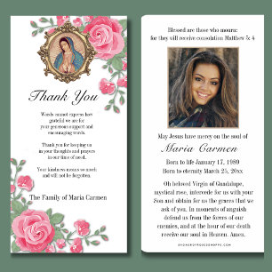 Carte De Remerciements Guadalupe Vierge Marie Condolence funéraire Espagn