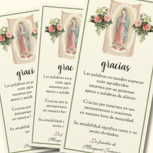 Carte De Remerciements Guadalupe Vierge Marie Condolence funéraire Espagn