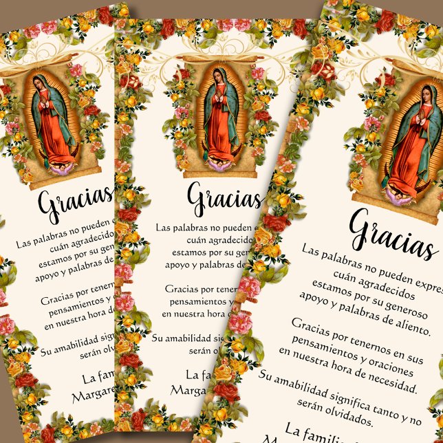 Carte De Remerciements Guadalupe Vierge Marie Condolence funéraire Espagn (Créateur téléchargé)
