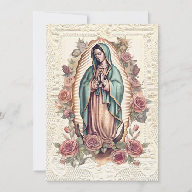 Carte De Remerciements Guadalupe Vierge Marie Condolence funéraire Espagn (Devant)