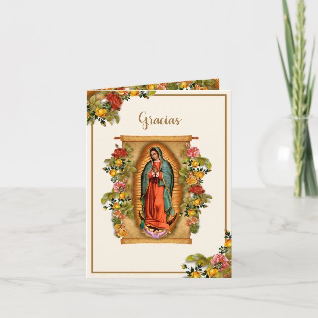 Carte De Remerciements Guadalupe Vierge Marie Condolence funéraire Espagn (Devant)