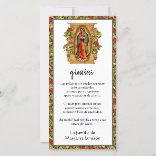 Carte De Remerciements Guadalupe Vierge Marie Condolence funéraire Espagn