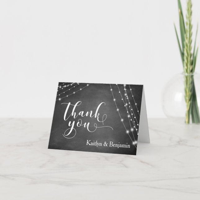 Carte De Remerciements Guirlandes de luminaires pour tableau noir  Callig (Devant)