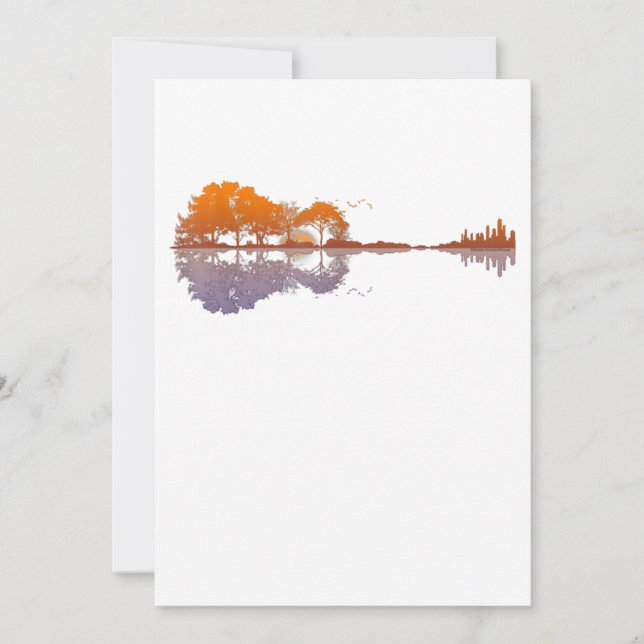 Carte De Remerciements Guitar Lake Reflète La Musique Et La Guitare (Devant)