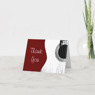Carte De Remerciements Guitare musicale Simple Rouge